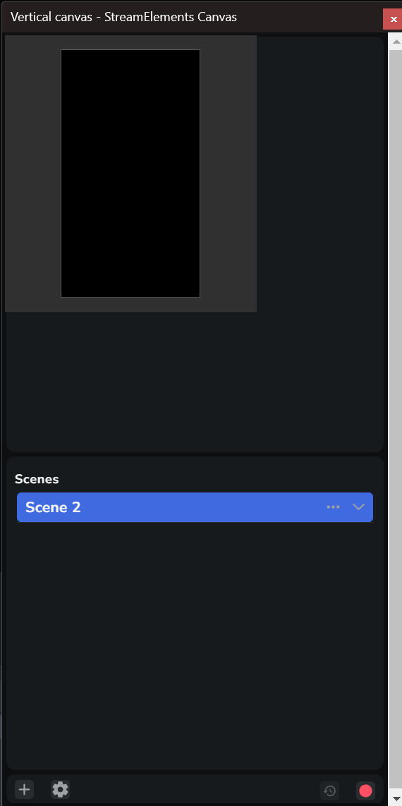 Canvas dock with a vertical preview and scene list