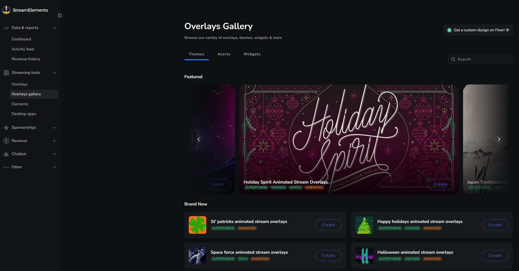 Overlay themes in the Themes Gallery